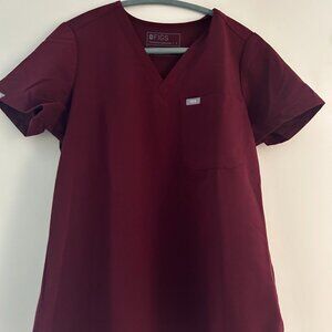 FIGS Burgundy Catarina - One-Pocket Scrub Top Size S